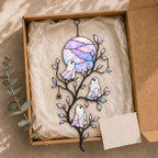 Pastel Moon & Ghost Branch Holographic Acrylic Suncatcher