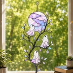 Pastel Moon & Ghost Branch Holographic Acrylic Suncatcher