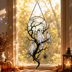 Full Moon & Floating Ghost Tree Holographic Acrylic Suncatcher