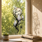 Full Moon & Floating Ghost Tree Holographic Acrylic Suncatcher