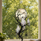 Full Moon & Floating Ghost Tree Holographic Acrylic Suncatcher