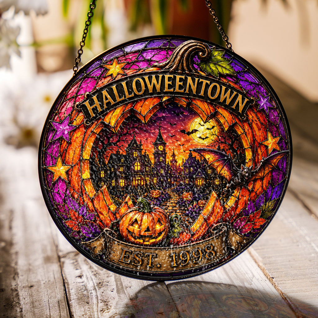 Halloweentown Est. 1998 Stained Glass Suncatcher