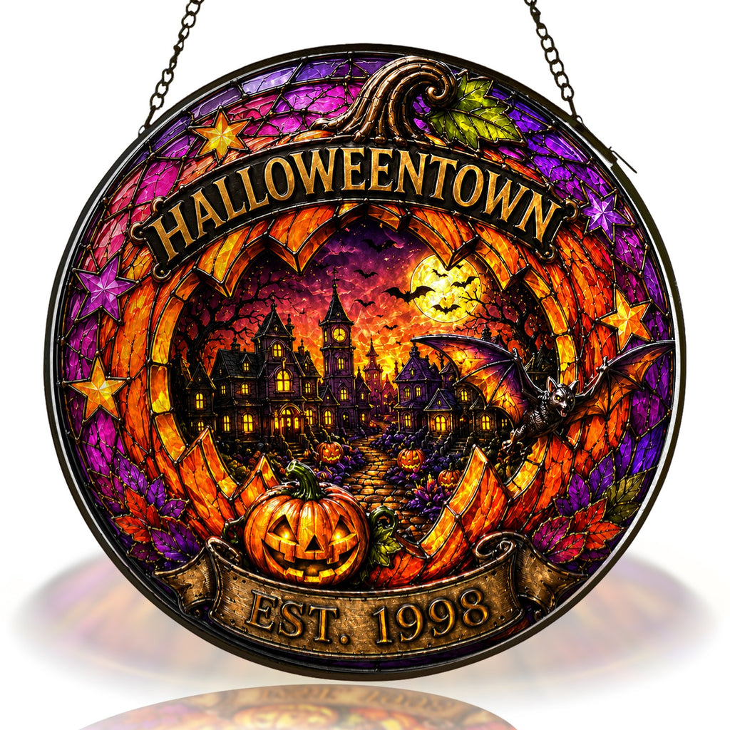 Halloweentown Est. 1998 Stained Glass Suncatcher