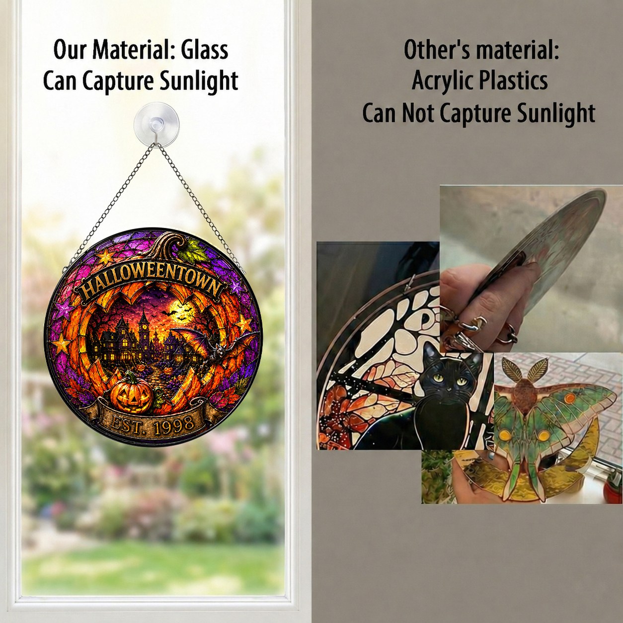 Halloweentown Est. 1998 Stained Glass Suncatcher