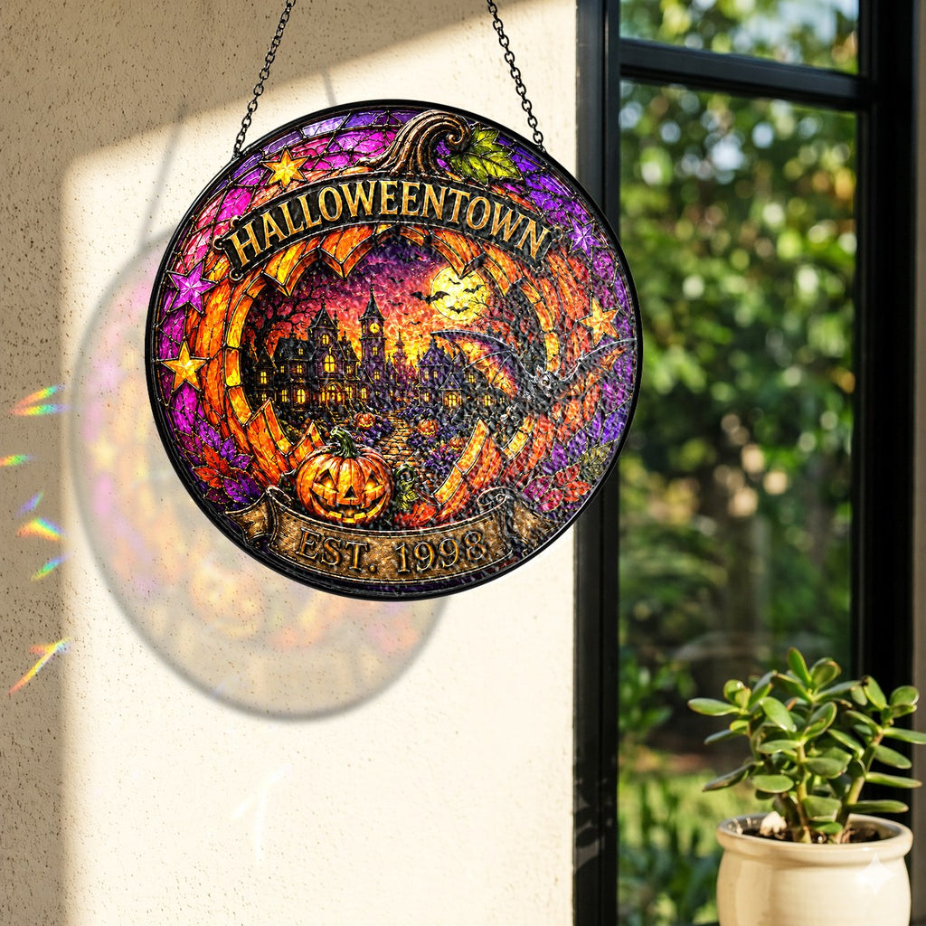 Halloweentown Est. 1998 Stained Glass Suncatcher