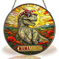 Mamasaurus T-Rex in a Poppy Field Stained Glass Suncatcher