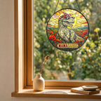 Mamasaurus T-Rex in a Poppy Field Stained Glass Suncatcher
