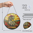 Mamasaurus T-Rex in a Poppy Field Stained Glass Suncatcher