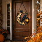 Skull Moon Raven and Lantern Holographic Acrylic Suncatcher
