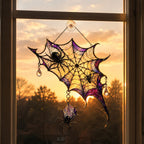 Iridescent Spider Web Corner Holographic Acrylic Suncatcher