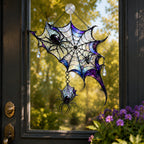 Iridescent Spider Web Corner Holographic Acrylic Suncatcher