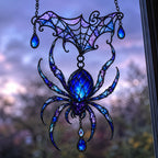 Jeweled Spider & Web Canopy Holographic Acrylic Suncatcher
