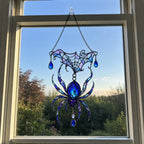 Jeweled Spider & Web Canopy Holographic Acrylic Suncatcher