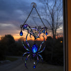 Jeweled Spider & Web Canopy Holographic Acrylic Suncatcher