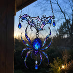 Jeweled Spider & Web Canopy Holographic Acrylic Suncatcher