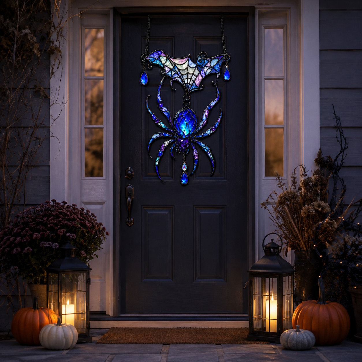 Jeweled Spider & Web Canopy Holographic Acrylic Suncatcher