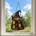 Personalized Ghost Family Witch Hat House Holographic Acrylic Suncatcher