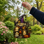 Personalized Ghost Family Witch Hat House Holographic Acrylic Suncatcher