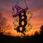 BOO Ghost Trio with Witch Hat Holographic Acrylic Suncatcher