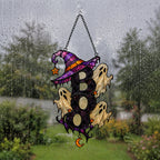 BOO Ghost Trio with Witch Hat Holographic Acrylic Suncatcher