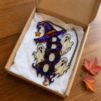 BOO Ghost Trio with Witch Hat Holographic Acrylic Suncatcher