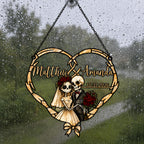 Personalized Skeleton Couple Wedding Heart Holographic Acrylic Suncatcher
