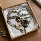 Personalized Skeleton Couple Wedding Heart Holographic Acrylic Suncatcher