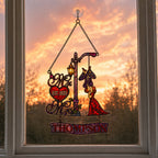 Personalized Family Name Mr & Mrs Couple Lamppost Holographic Acrylic Suncatcher