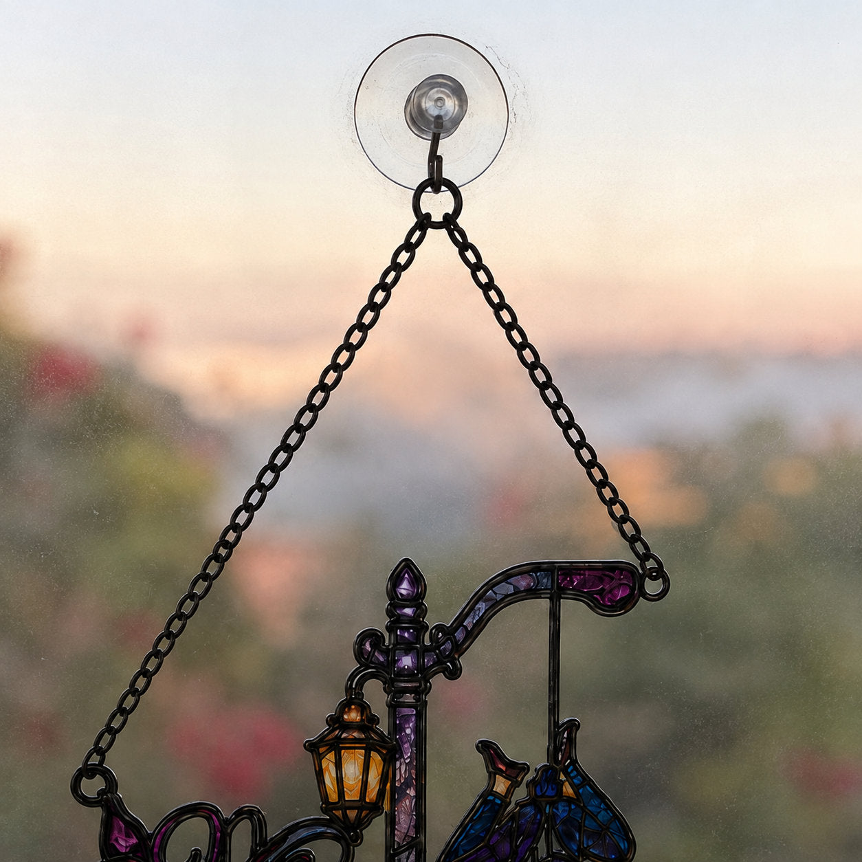 Personalized Family Name Mr & Mrs Couple Lamppost Holographic Acrylic Suncatcher