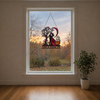 Personalized Halloween Couple Love Tree & Pumpkin Holographic Acrylic Suncatcher