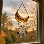Ghost Couple on a Crescent Moon Swing Holographic Acrylic Suncatcher