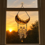 Ghost Couple on a Crescent Moon Swing Holographic Acrylic Suncatcher
