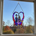 Personalized Skeleton Wedding Couple Heart Holographic Acrylic Suncatcher