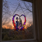 Personalized Skeleton Wedding Couple Heart Holographic Acrylic Suncatcher