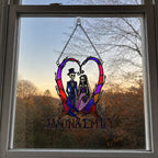 Personalized Skeleton Wedding Couple Heart Holographic Acrylic Suncatcher