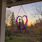Personalized Skeleton Wedding Couple Heart Holographic Acrylic Suncatcher