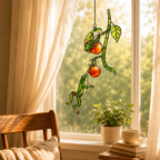 Two Tree Frogs & Orange Berry Vine Holographic Acrylic Suncatcher