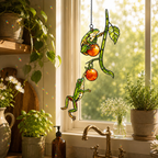 Two Tree Frogs & Orange Berry Vine Holographic Acrylic Suncatcher