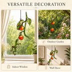 Two Tree Frogs & Orange Berry Vine Holographic Acrylic Suncatcher