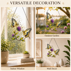 Swallowtail Butterfly Pair & Purple Clover Holographic Acrylic Suncatcher