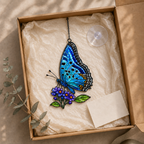 Blue butterfly lilac suncatcher gift box packaging