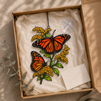 Monarch butterflies goldenrod suncatcher gift box packaging
