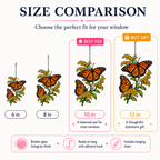 Monarch butterflies goldenrod suncatcher size comparison 6 8 10 12 inch