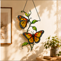 Twin monarch butterflies suncatcher as wall decor