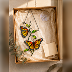Twin monarch butterflies suncatcher gift box packaging