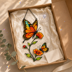 Monarch butterfly cosmos suncatcher gift box packaging