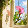 Tree frog calla lily suncatcher casting colorful shadows