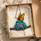 Frog and monarch butterfly suncatcher gift box packaging