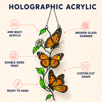 Monarch butterfly trio suncatcher holographic acrylic features