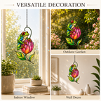 Tree frog pink tulip suncatcher versatile decoration indoor outdoor wall